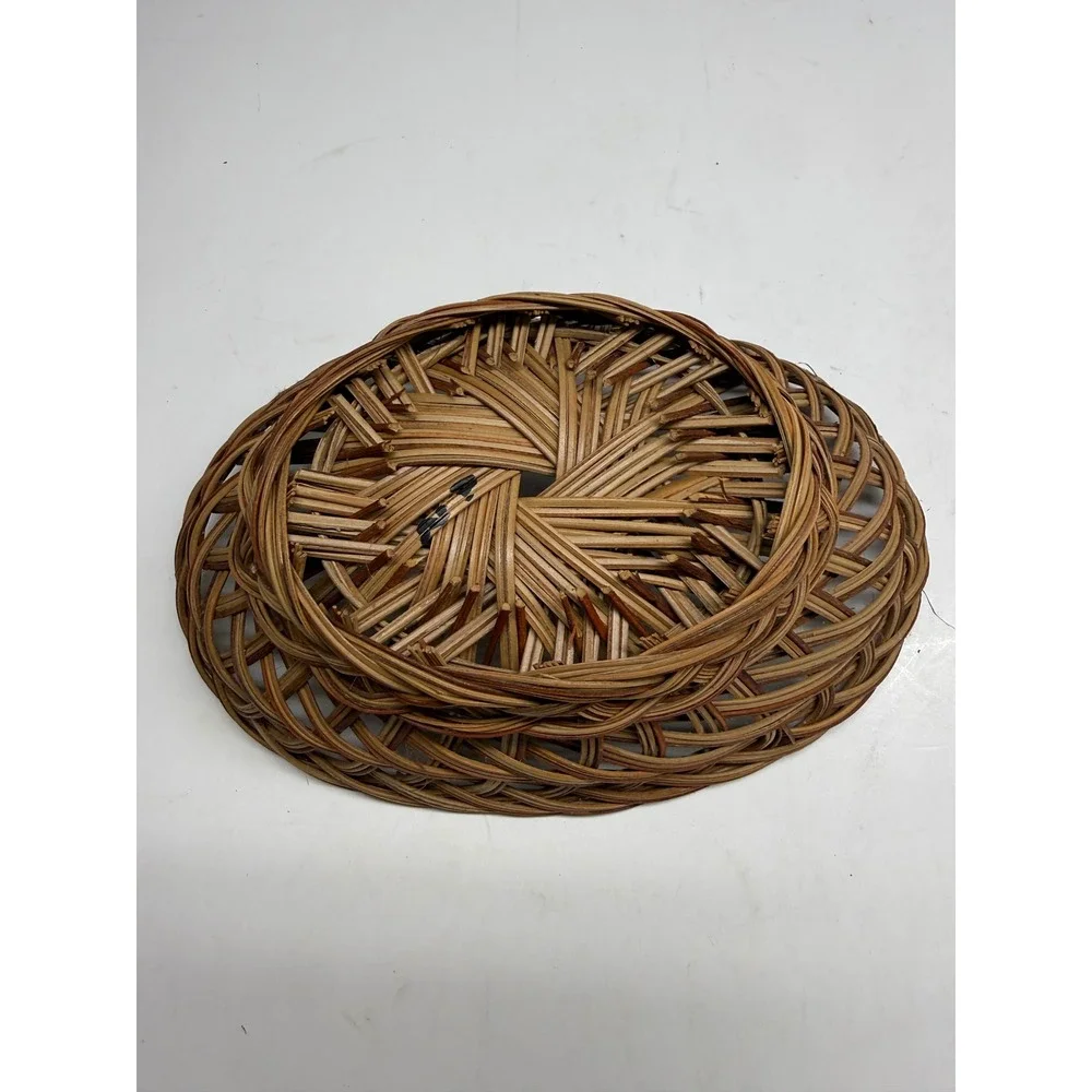Vintage Oval Wicker Basket Handcrafted Open Weave Lattice Boho Decor Brown